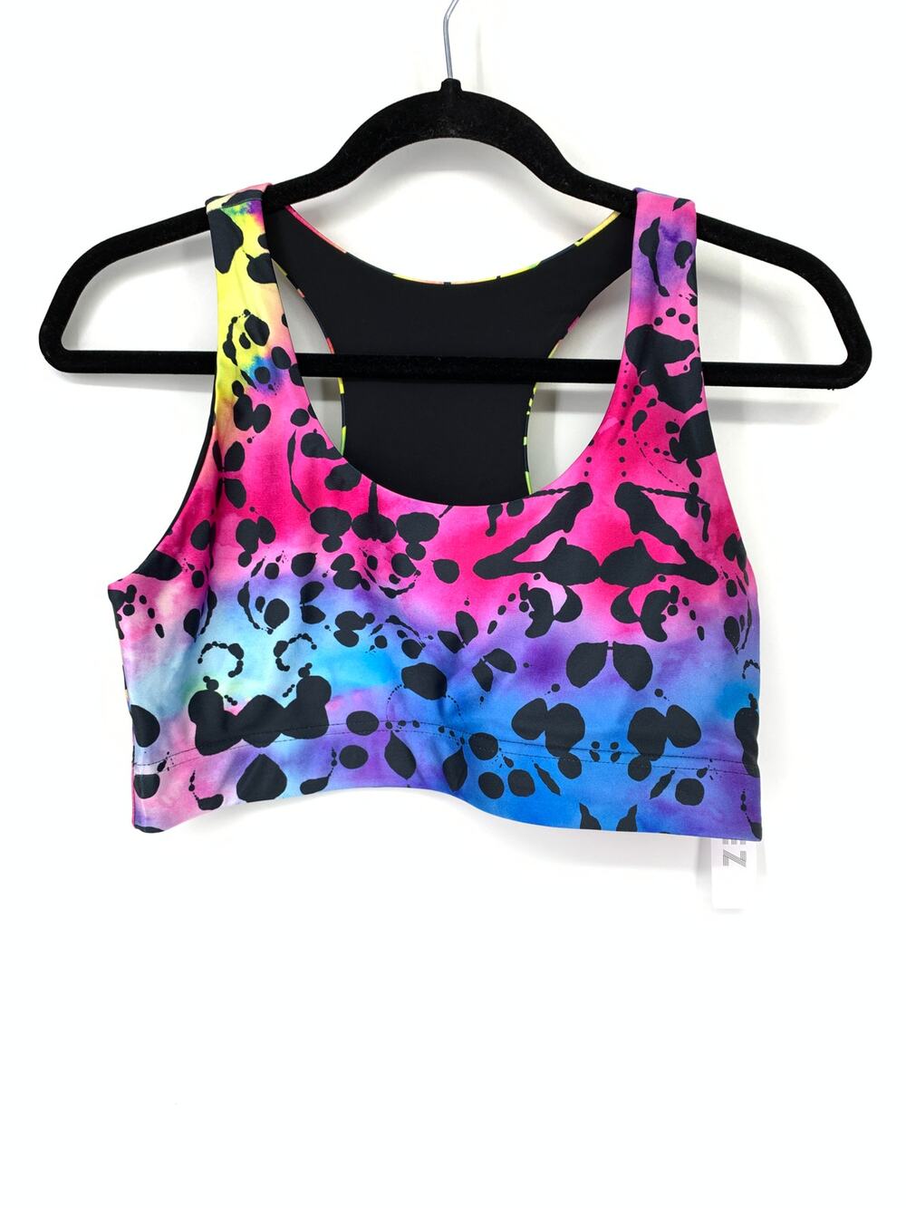 TEREZ Sports Bra Women's Size Large Rorschach Test Rainbow Print Multicolor NEW